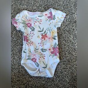 Cloud Island Floral Baby Girl Bodysuit - Pink and Green Size 0-3 months